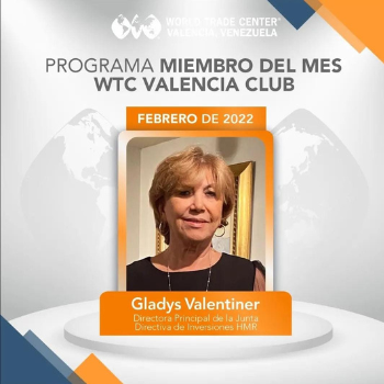 GladysValentiner,DirectoraPrincipaldelaJuntaDirectivadeInversionesHMRresultoelegidaMiembrodelMesdelWTCValenciaClubenFebrero